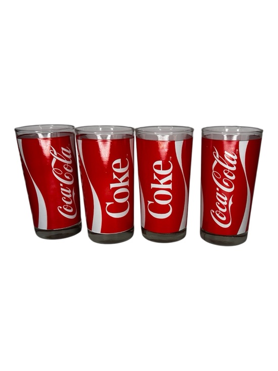 Vintage Coca-Cola Red and White Logo Drinking Glasses - Set of 4
